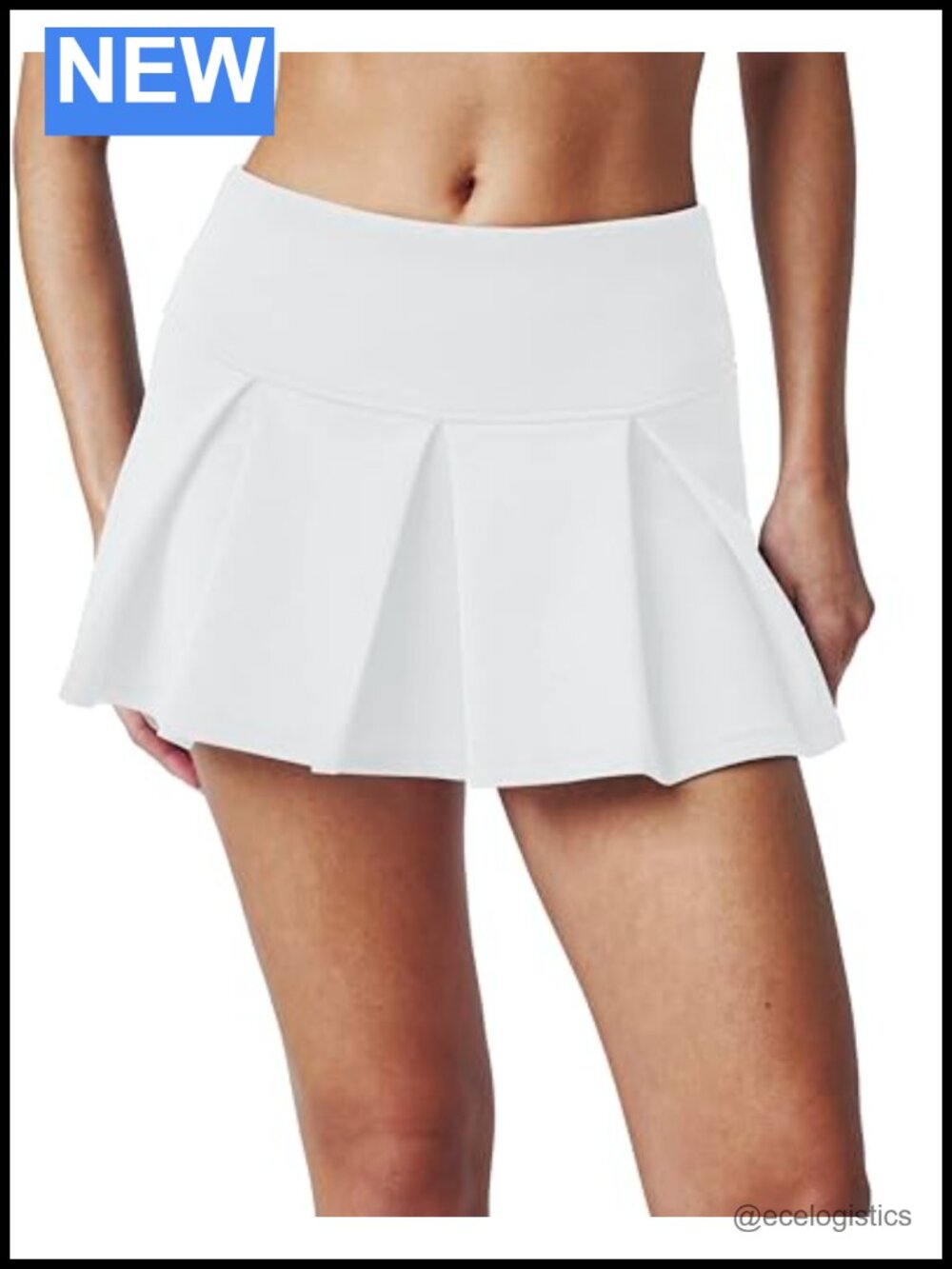 Pleated Mini Skirt with Built-in Shorts, Stretch Fabric, Pull On
